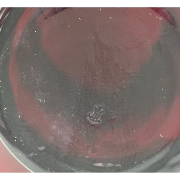 Vintage Anchor Hocking Ruby Red Glass Vase Ruffled Rim & Etched Floral Design - Picture 9 of 13